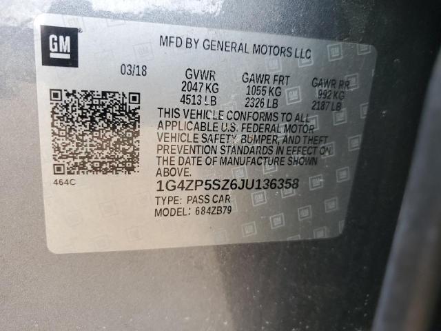 1G4ZP5SZ6JU136358 - 2018 BUICK LACROSSE ESSENCE 灰色 照片 12