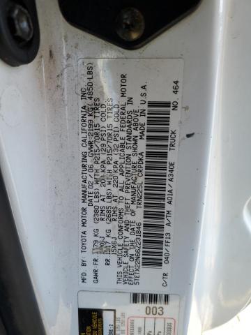 5TETX22N66Z231846 - 2006 TOYOTA TACOMA ACCESS CAB WHITE photo 12