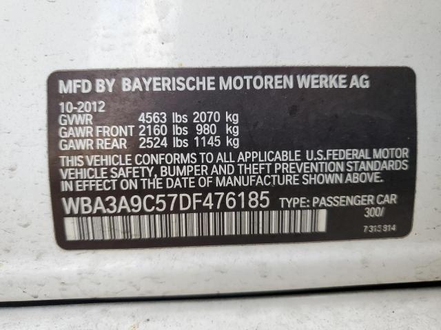 WBA3A9C57DF476185 - 2013 BMW 335 I WHITE photo 13