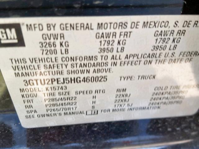 3GTU2PEJ5HG460025 - 2017 GMC SIERRA K1500 DENALI  photo 10