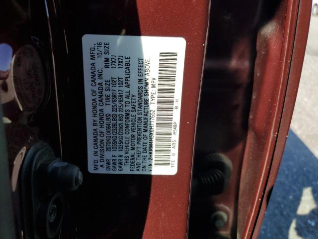 2HKRM4H5XGH717652 - 2016 HONDA CR-V EX RED photo 13