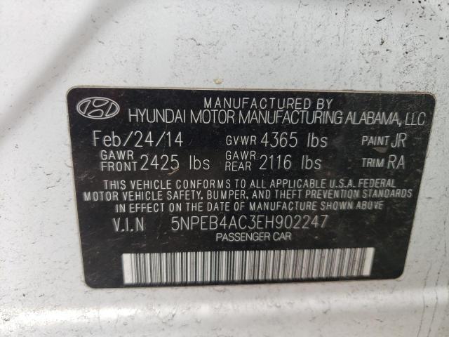 5NPEB4AC3EH902247 - 2014 HYUNDAI SONATA GLS WHITE photo 12