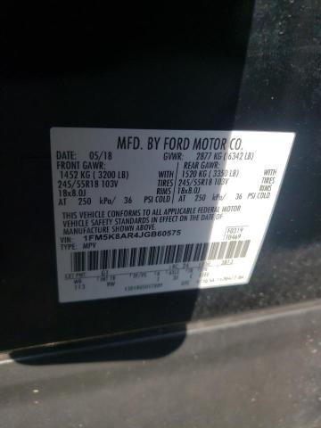 1FM5K8AR4JGB60575 - 2018 FORD EXPLORER POLICE INTERCEPTOR BLACK photo 13