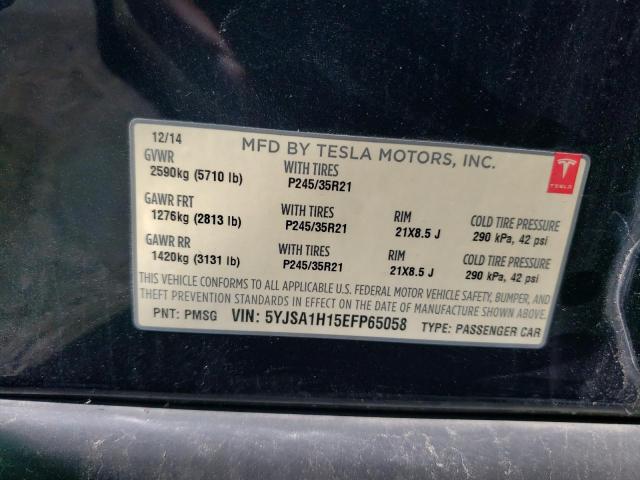 5YJSA1H15EFP65058 - 2014 TESLA MODEL S მწვანე ფოტო 12