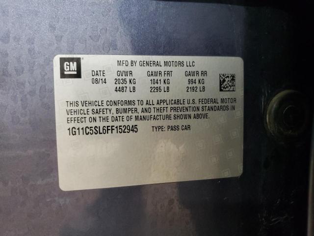 1G11C5SL6FF152945 - 2015 CHEVROLET MALIBU 1LT BLUE photo 12