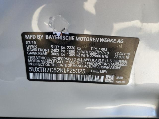 5UXTR7C52KLF25325 - 2019 BMW X3 SDRIVE30I SILVER photo 13