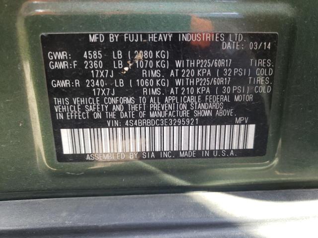 4S4BRBDC3E3295921 - 2014 SUBARU OUTBACK 2.5I PREMIUM GREEN photo 12