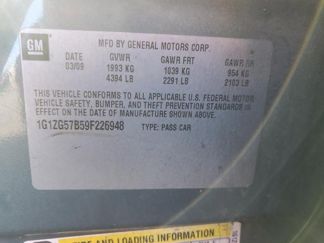 1G1ZG57B59F226948 - 2009 CHEVROLET MALIBU LS GREEN photo 12