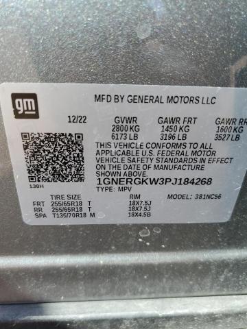 1GNERGKW3PJ184268 - 2023 CHEVROLET TRAVERSE LT GRAY photo 13