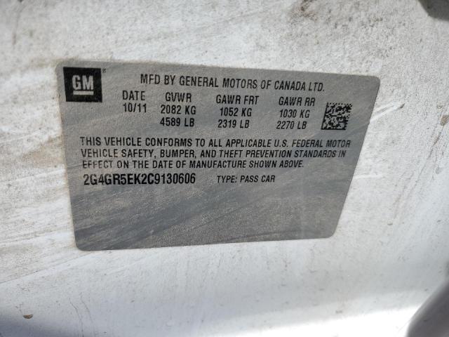 2G4GR5EK2C9130606 - 2012 BUICK REGAL 白色 照片 13