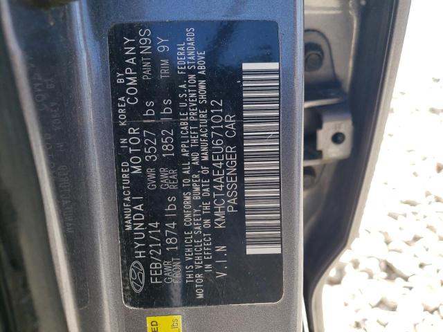 KMHCT4AE4EU671012 - 2014 HYUNDAI ACCENT GLS GRAY photo 13