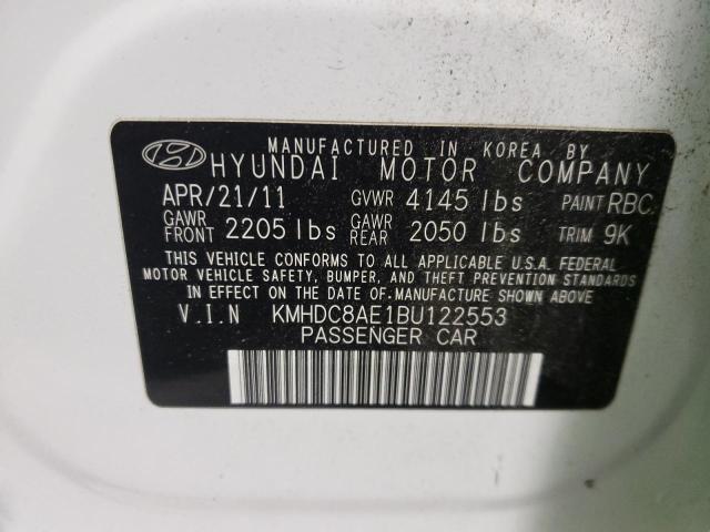 KMHDC8AE1BU122553 - 2011 HYUNDAI ELANTRA TO GLS WHITE photo 13