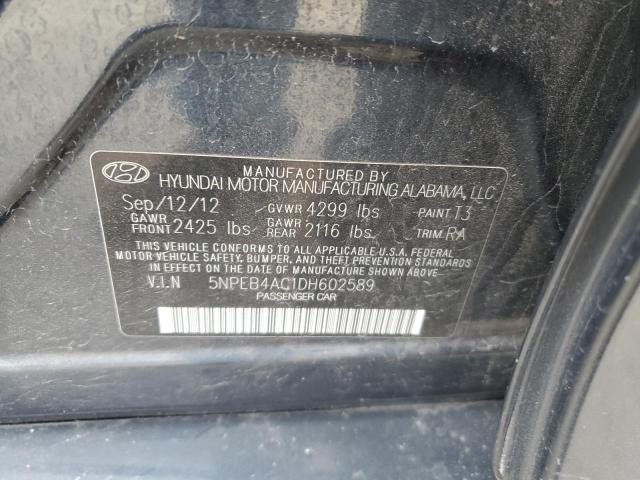 5NPEB4AC1DH602589 - 2013 HYUNDAI SONATA GLS BLUE photo 12