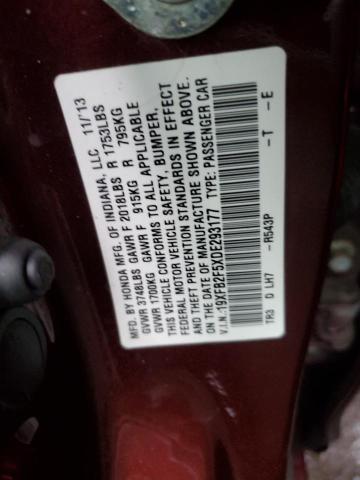 19XFB2F5XDE293177 - 2013 HONDA CIVIC LX BURGUNDY photo 12