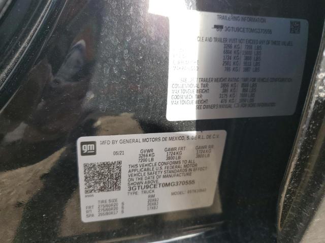 3GTU9CET0MG370555 - 2021 GMC SIERRA K1500 ELEVATION BLACK photo 12