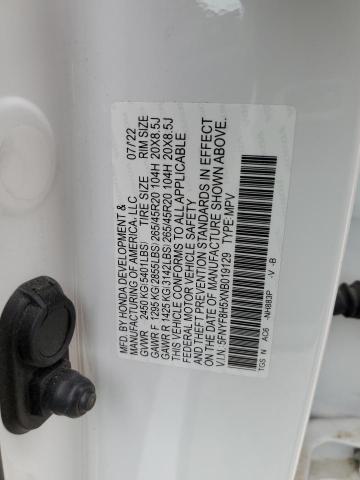 5FNYF8H5XNB019129 - 2022 HONDA PASSPORT EXL WHITE photo 12