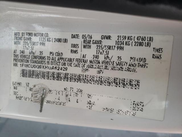 1FMCU0G9XHUA62429 - 2017 FORD ESCAPE SE WHITE photo 14