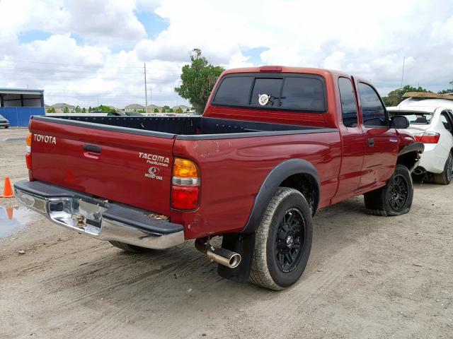 5TESM92N54Z347047 - 2004 TOYOTA TACOMA XTRACAB PRERUNNER 红色 照片 4