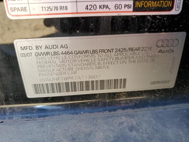 WAUHF78P47A173601 - 2007 AUDI A3 2 BLACK photo 12