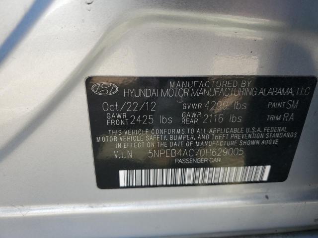 5NPEB4AC7DH629005 - 2013 HYUNDAI SONATA GLS SILVER photo 12