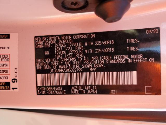 JTJGARBZ3M5022799 - 2021 LEXUS NX 300 BASE თეთრი ფოტო 13