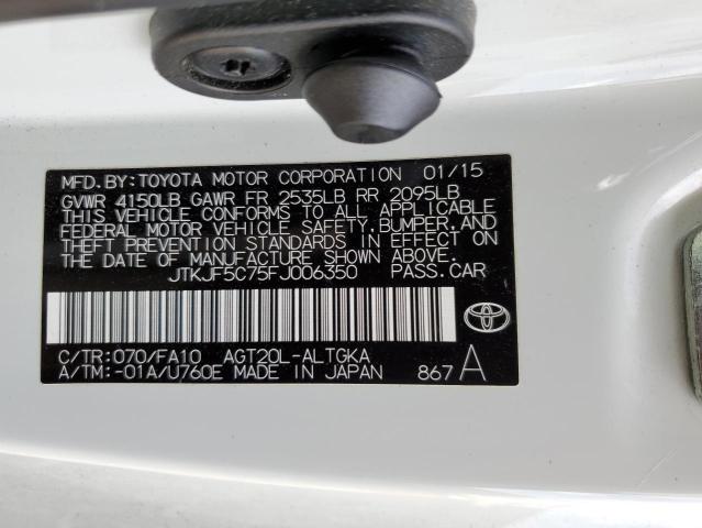 JTKJF5C75FJ006350 - 2015 TOYOTA SCION TC 白色 照片 12