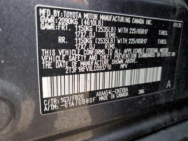 2T3F1RFVXLC093710 - 2020 TOYOTA RAV4 LE GRAY photo 12