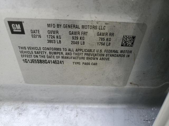 1G1JE5SB8G4146241 - 2016 CHEVROLET SONIC LTZ SILVER photo 13