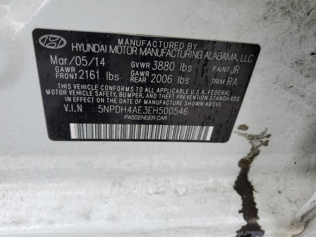 5NPDH4AE3EH500546 - 2014 HYUNDAI ELANTRA SE WHITE photo 12