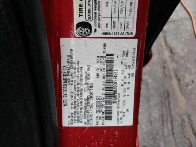 3FAHP0HA0CR154861 - 2012 FORD FUSION SE RED photo 12