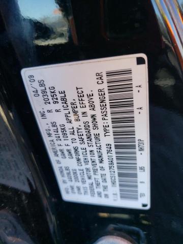 1HGCS12759A017649 - 2009 HONDA ACCORD EX BLACK photo 13