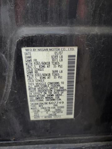 5N1BR18A28C607749 - 2008 NISSAN PATHFINDER LE შავი ფოტო 13