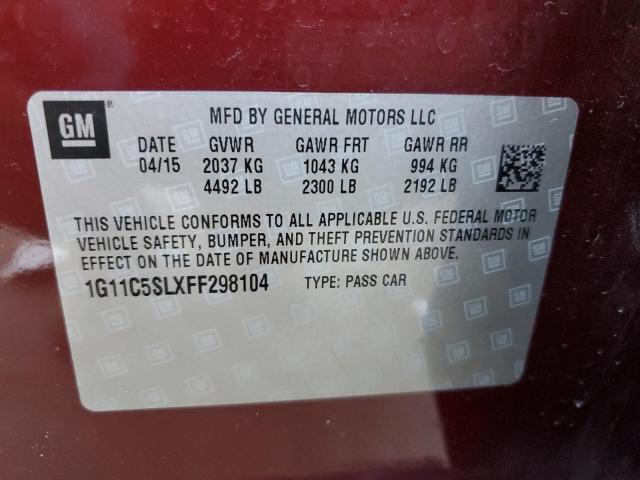 1G11C5SLXFF298104 - 2015 CHEVROLET MALIBU 1LT MAROON photo 12