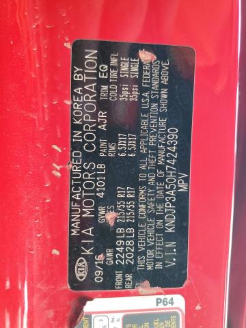 KNDJP3A50H7424390 - 2017 KIA SOUL + RED photo 13