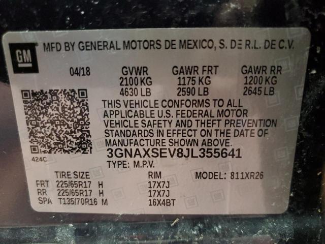 3GNAXSEV8JL355641 - 2018 CHEVROLET EQUINOX LT BLUE photo 14