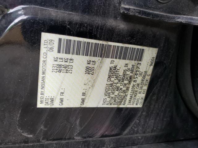 1N4AA51E09C854173 - 2009 NISSAN MAXIMA S BLACK photo 12