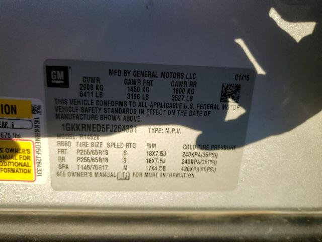 1GKKRNED5FJ264331 - 2015 GMC ACADIA SLE SILVER photo 12