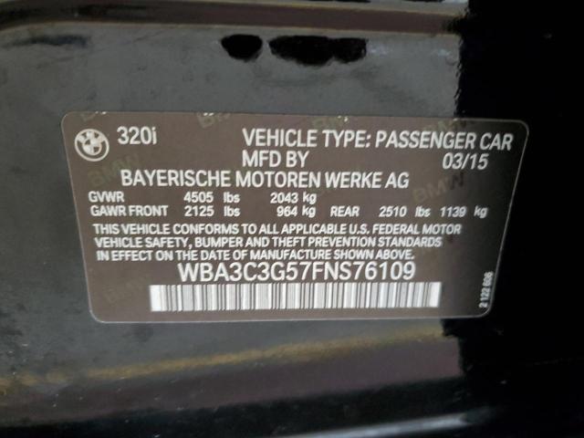 WBA3C3G57FNS76109 - 2015 BMW 320 I XDRIVE BLACK photo 12