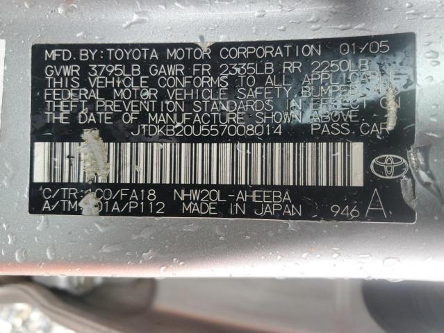 JTDKB20U557008014 - 2005 TOYOTA PRIUS SILVER photo 12