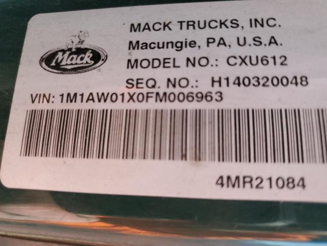 1M1AW01X0FM006963 - 2015 MACK 600 CXU600 GREEN photo 10