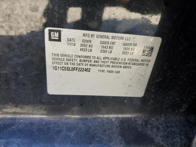 1G11C5SL8FF222462 - 2015 CHEVROLET MALIBU 1LT Қара фото 12