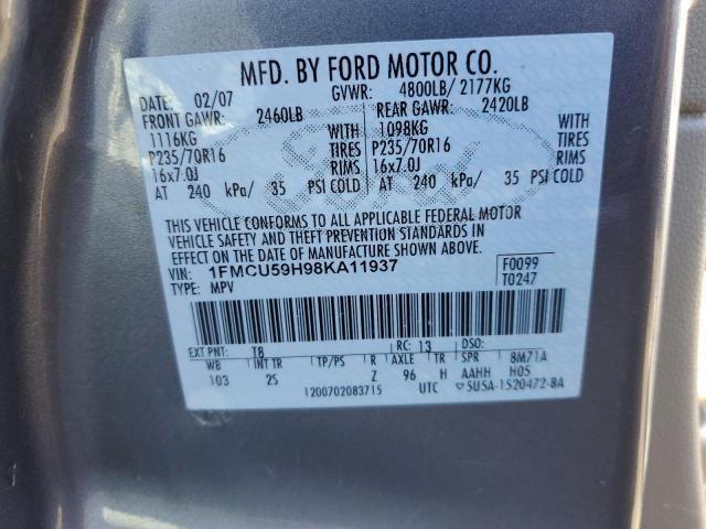 1FMCU59H98KA11937 - 2008 FORD ESCAPE HEV SILVER photo 12