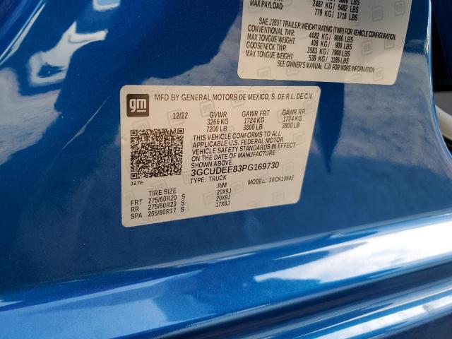 3GCUDEE83PG169730 - 2023 CHEVROLET SILVERADO K1500 RST BLUE photo 12