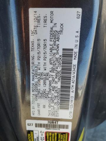 5TFTX4CN0FX050503 - 2015 TOYOTA TACOMA ACCESS CAB ნაცრისფერი ფოტო 12