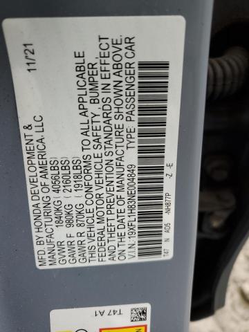 19XFL1H83NE004849 - 2022 HONDA CIVIC SPORT TOURING Grau Foto 12