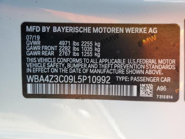 WBA4Z3C09L5P10992 - 2020 BMW 430XI WHITE photo 12