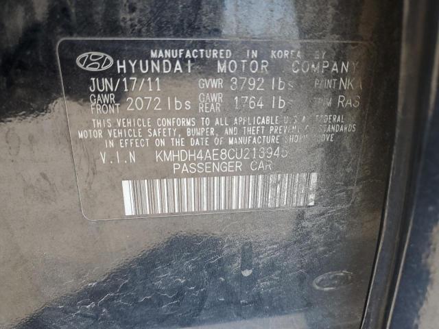 KMHDH4AE8CU213945 - 2012 HYUNDAI ELANTRA GLS BLACK photo 12