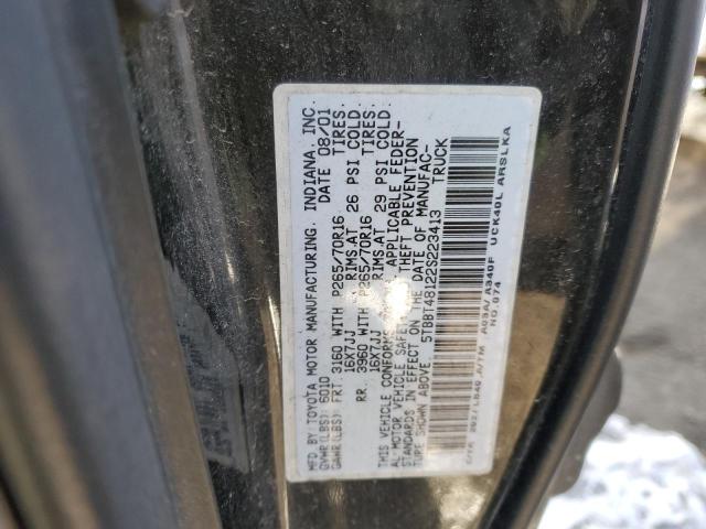 5TBBT48122S223413 - 2002 TOYOTA TUNDRA ACCESS CAB LIMITED BLACK photo 12