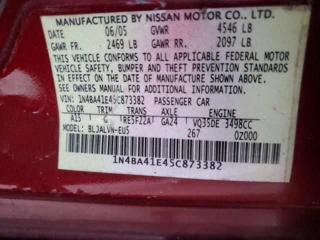 1N4BA41E45C873382 - 2005 NISSAN MAXIMA SE RED photo 13