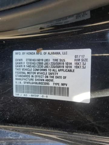 5FNRL6H98JB023095 - 2018 HONDA ODYSSEY ELITE Negro foto 12